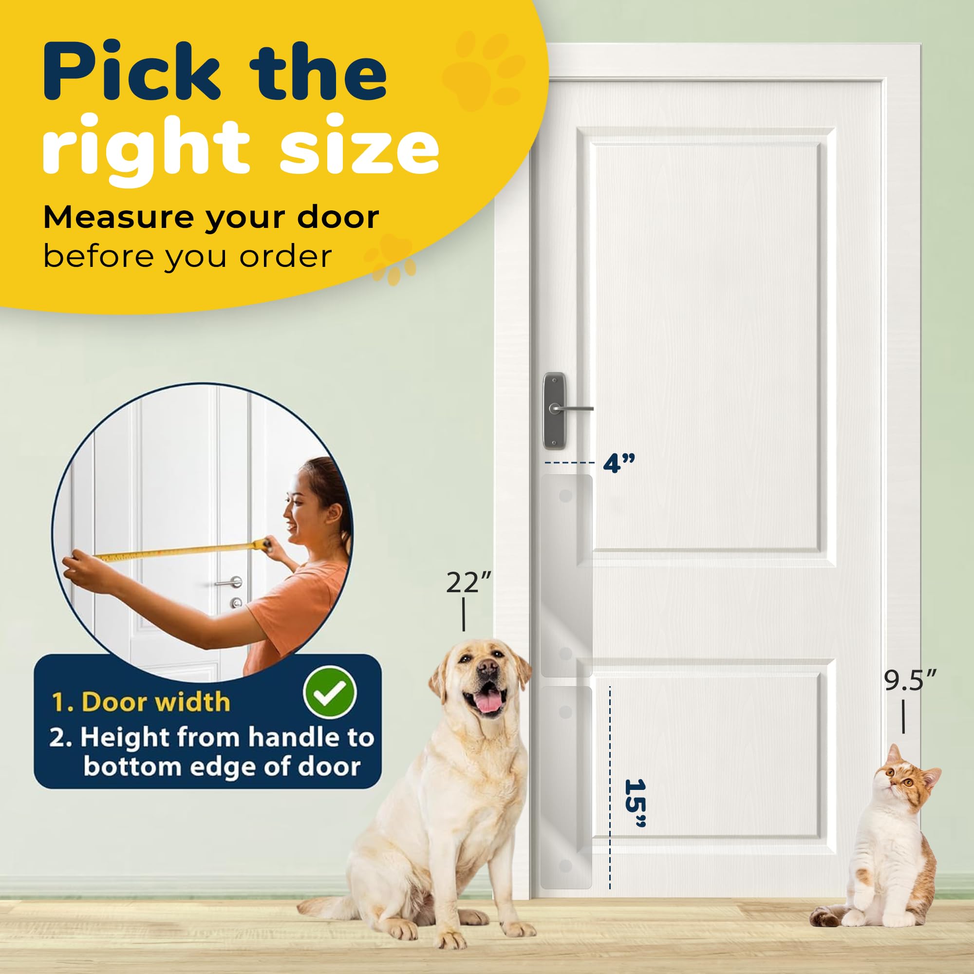 PROTECTO Heavy Duty Door Protector from Dog Scratching, Clear Door Scratch Protector, Easy & Quick to Install on Window, Wall, Screen & Sliding Doors, Cat Scratch Guard for Indoors Outdoors