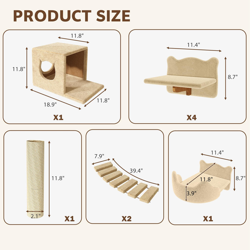 Homiflex — Repisas de Pared para Gatos, Mueble Escalador Montado en Pared para Felinos