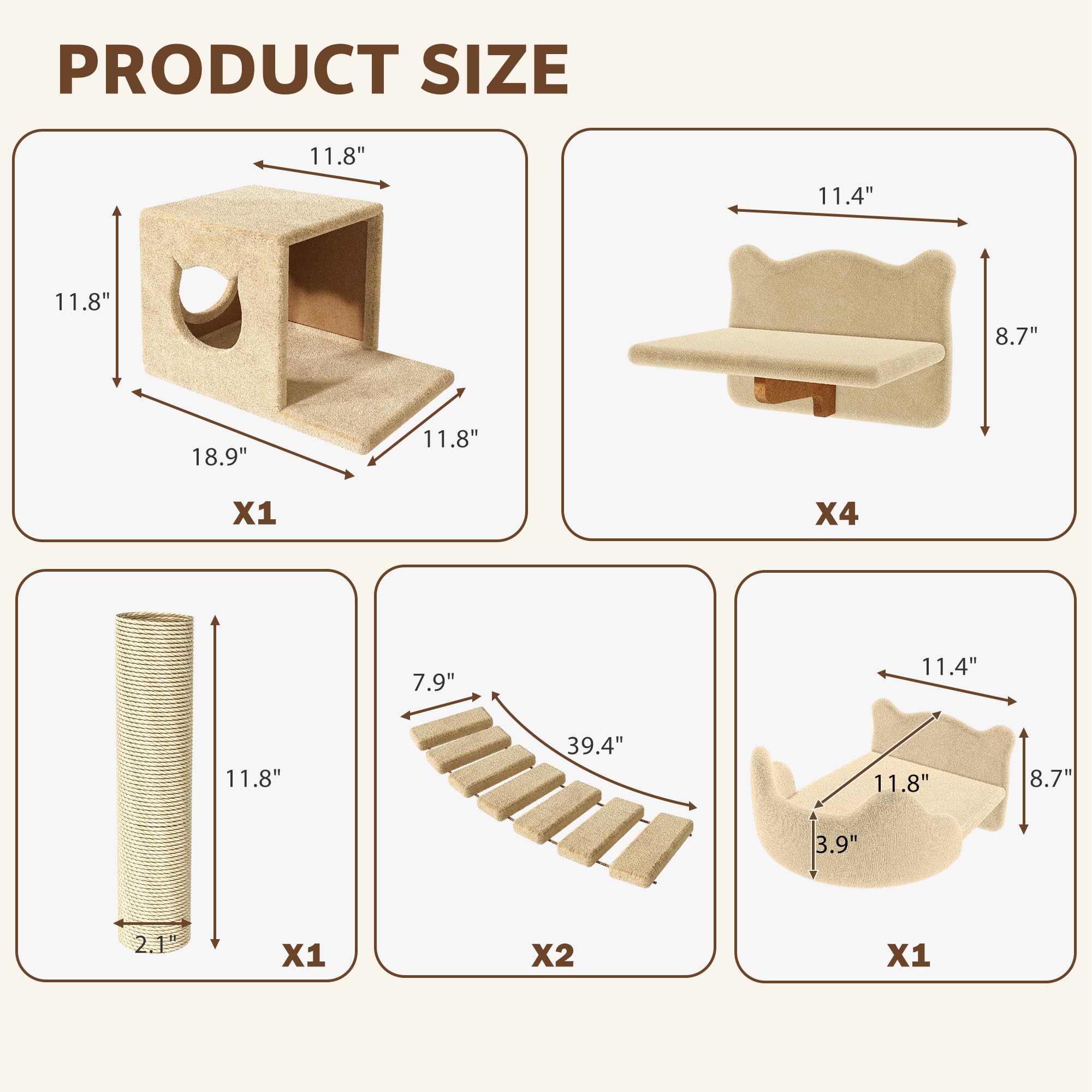 Homiflex — Repisas de Pared para Gatos, Mueble Escalador Montado en Pared para Felinos