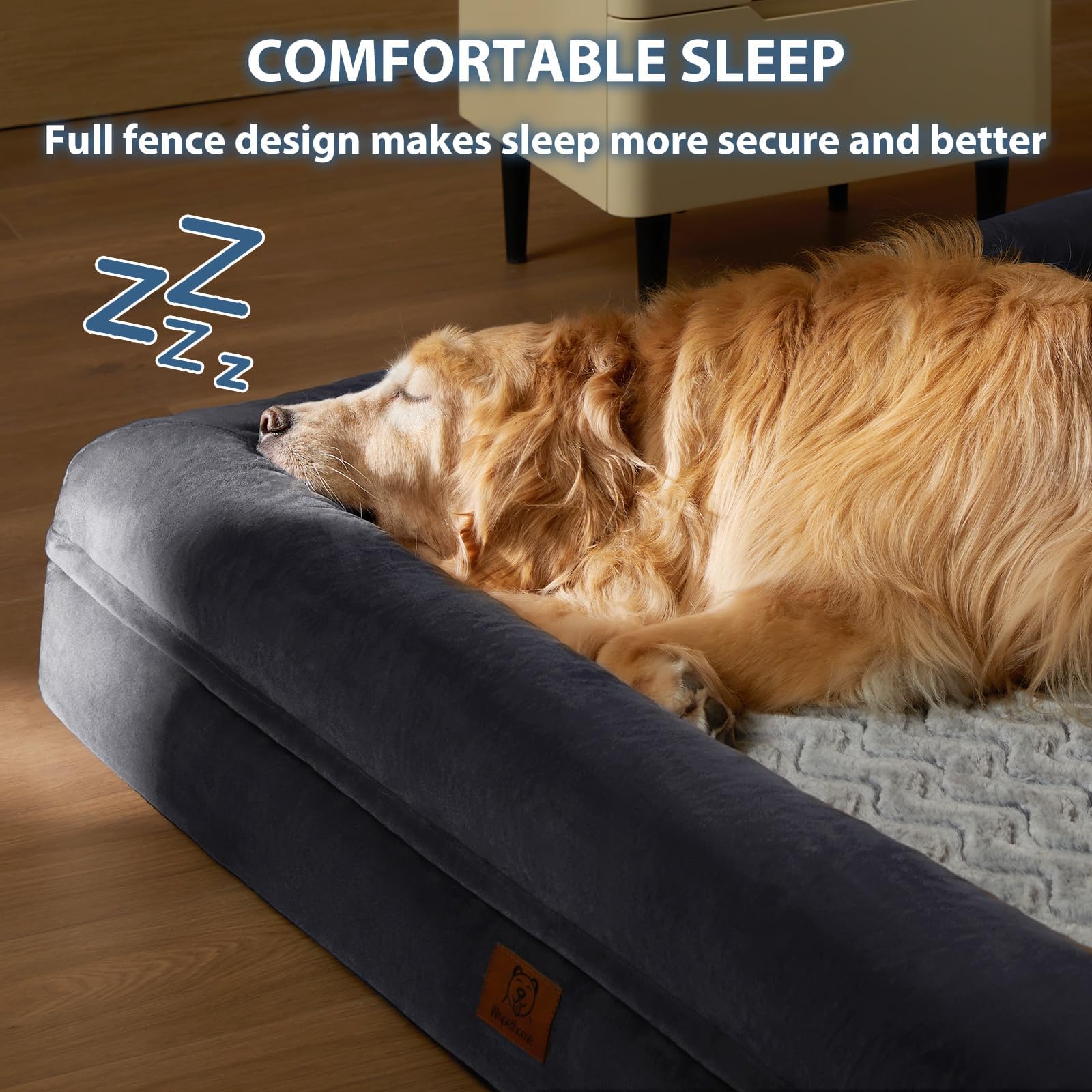 WNPETHOME — Cama Ortopédica Sofá para Perro XL con Cubierta Extraíble Impermeable y Bordes Acolchados