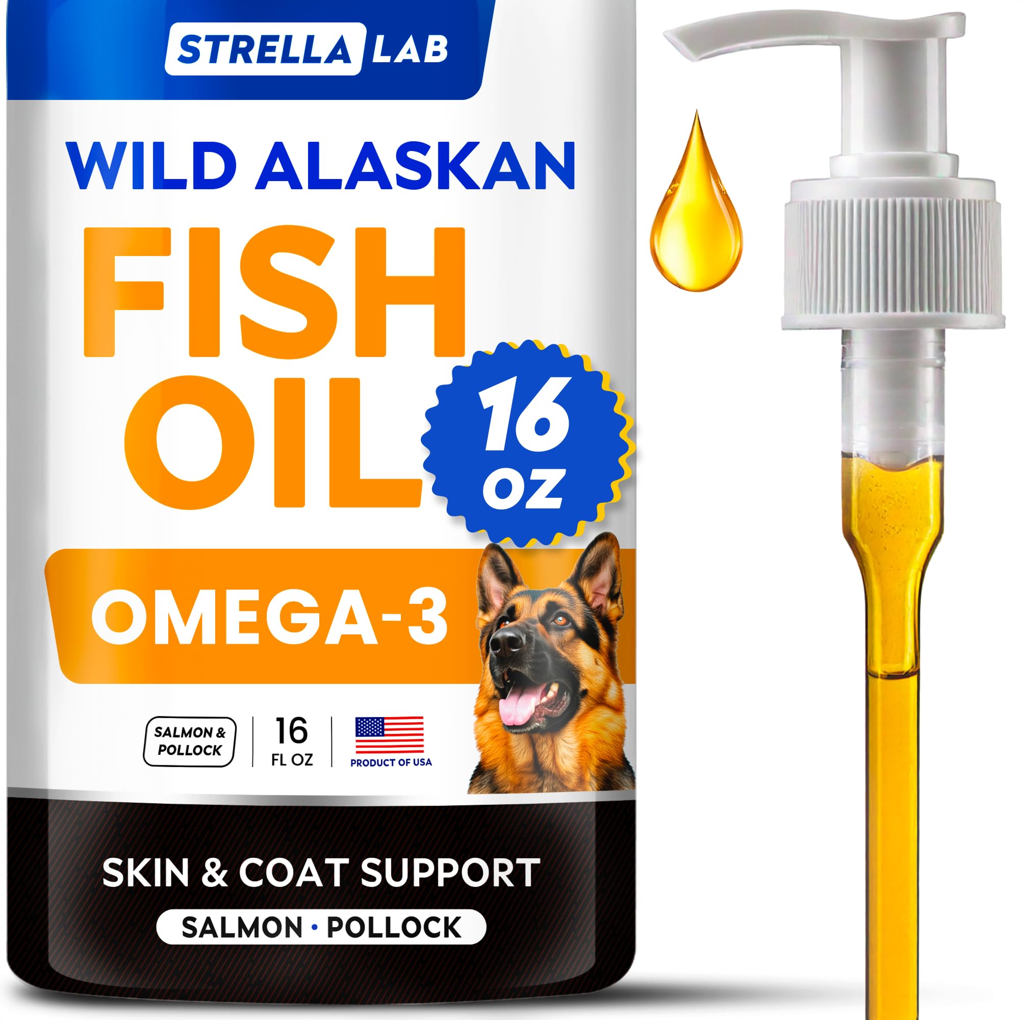 StrellaLab Fish Oil — Gomitas de Omega 3 para Perros con Alivio de Alergias, Comezón y Muda de Pelo