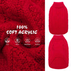 Suéter Tejido Térmico con Cuello Alto para Perros — Jersey Clásico de Punto Cable Cálido para Cachorros y Gatos Pequeños, Medianos y Grandes