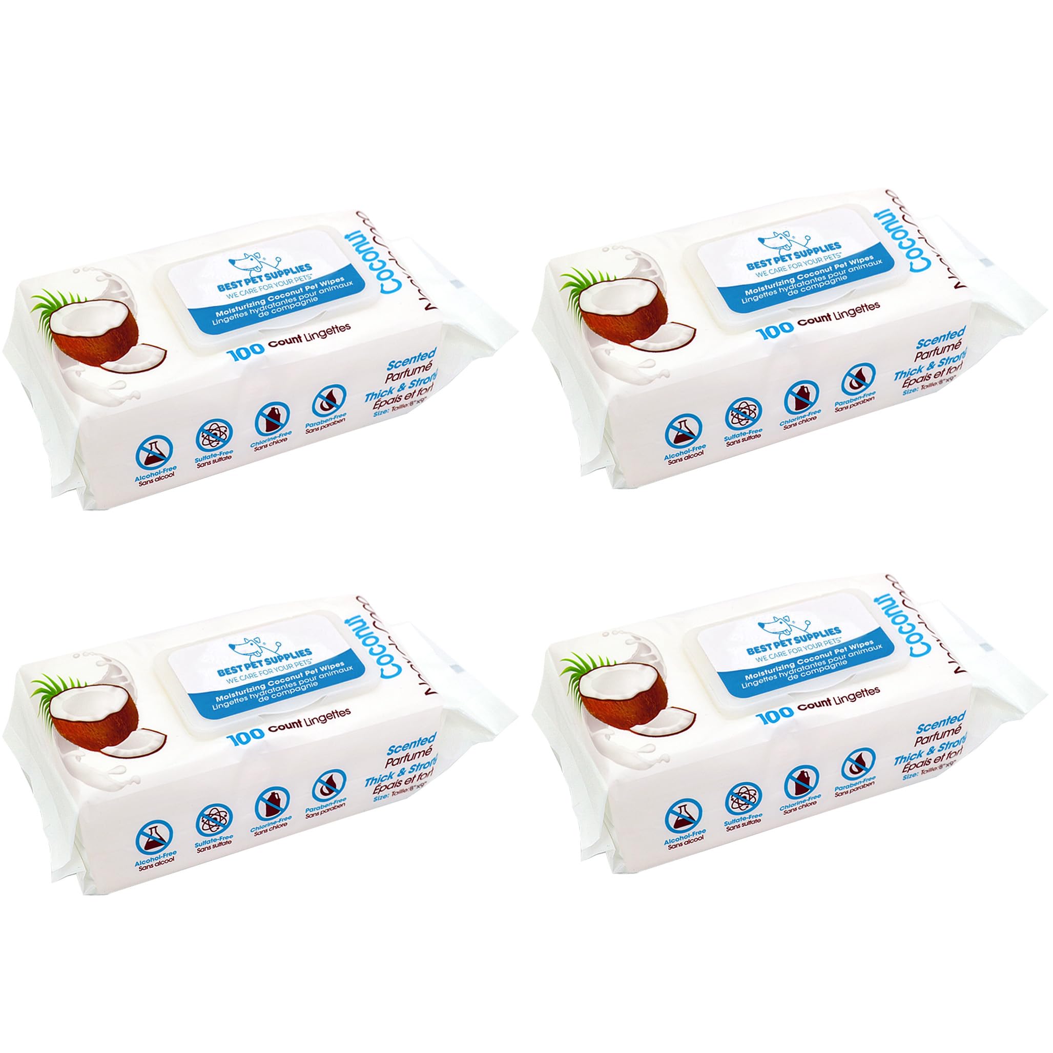 Best Pet Supplies — Toallitas Húmedas de Limpieza para Perros y Gatos, Paquete de 400, Base Vegetal, Desodorizante para Pelaje, Piel Seca, con Picazón o Sensible, Limpian Orejas, Patas, Cuerpo y Cola