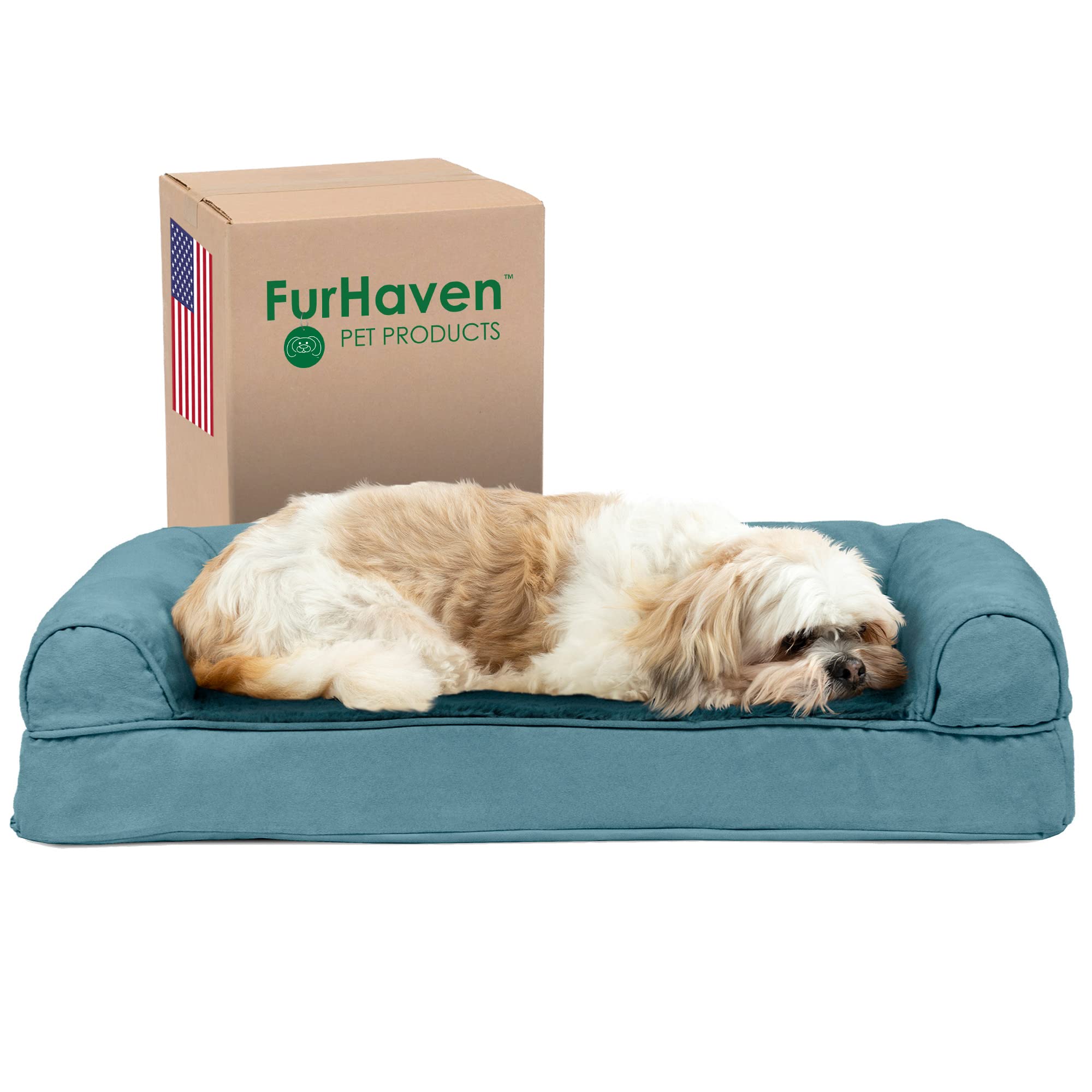Furhaven Cooling Gel — Cama Ortopédica con Gel Refrescante, Bolsters Removibles y Cubierta Lavable para Perros Grandes