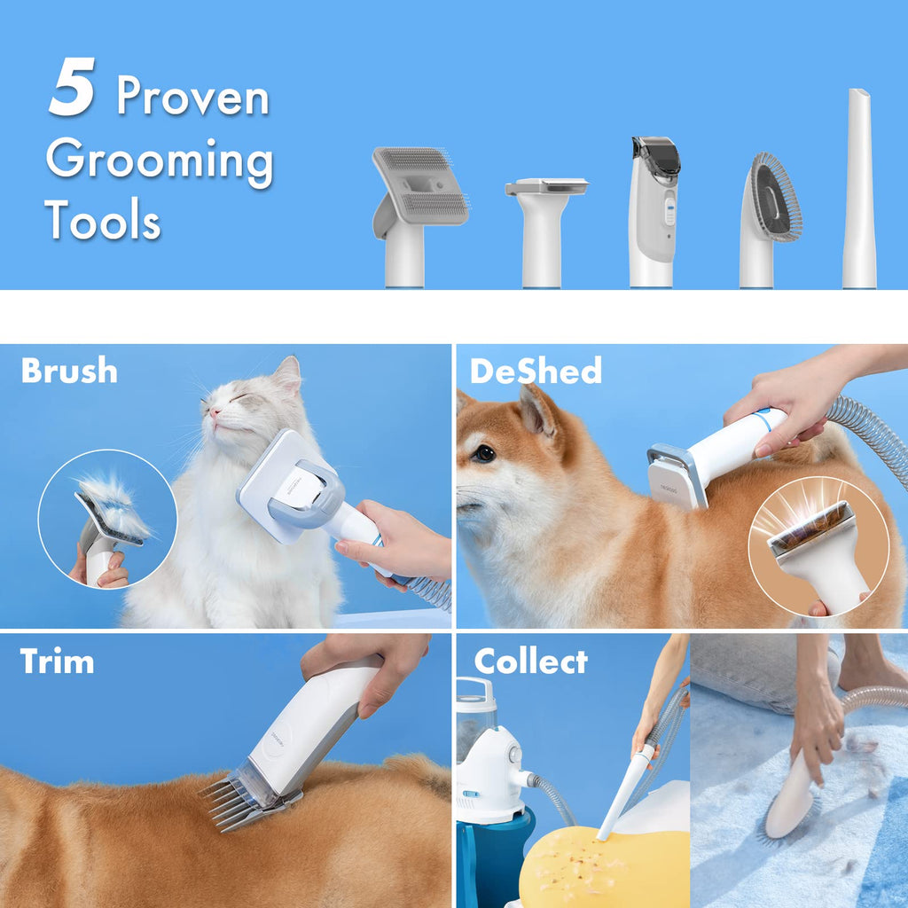 Neakasa P2 Pro — Kit de Grooming con Aspiradora para Perros y Gatos, 5 Herramientas Incluidas y Depósito de 2L