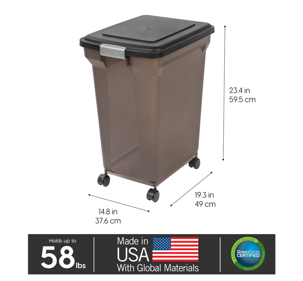 IRIS USA WeatherPro — Contenedor Hermético para Almacenamiento de Alimento con Ruedas para Perros, Gatos y Aves