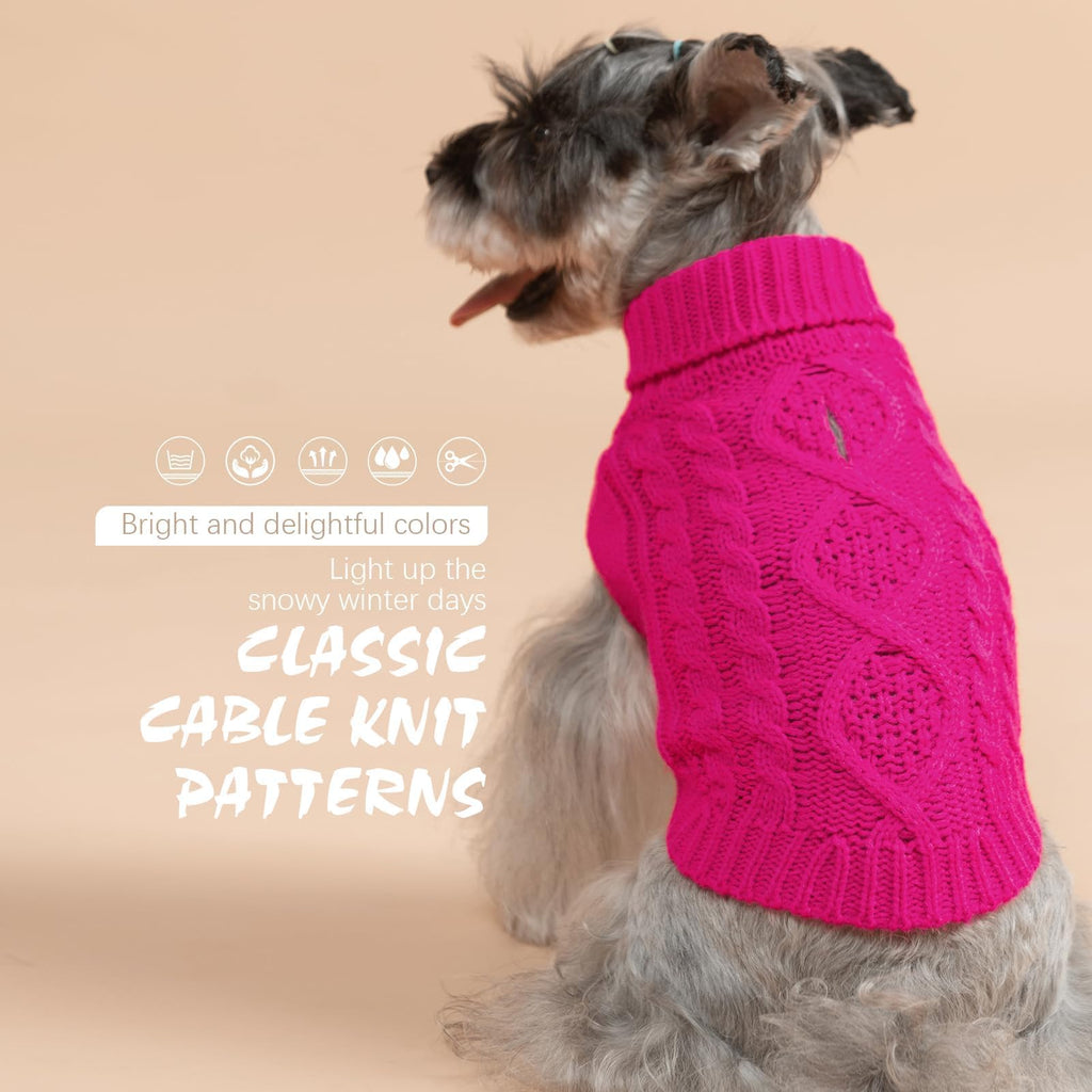 Suéter Tejido Térmico con Cuello Alto para Perros — Jersey Clásico de Punto Cable Cálido para Cachorros y Gatos Pequeños, Medianos y Grandes