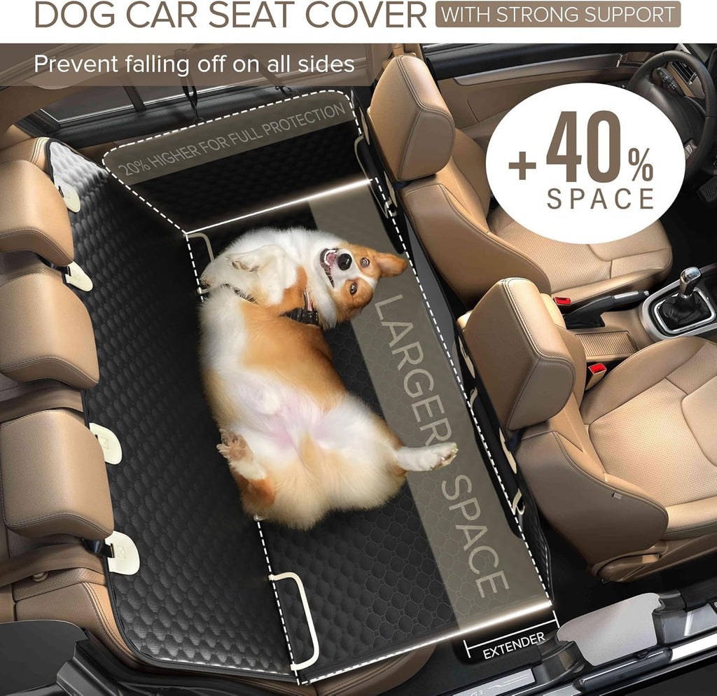 SHARLOVY — Funda Cubre Asiento Trasero para Auto con Extensión y Hamaca, Resistente a Mordidas para Perros
