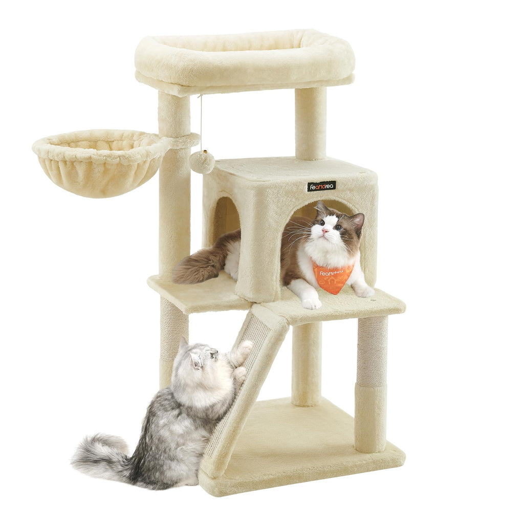 Feandrea Torre para Gatos Multinivel — Árbol Rascador con Percha Ampliada para Gatos Grandes y Cachorros, 96 cm