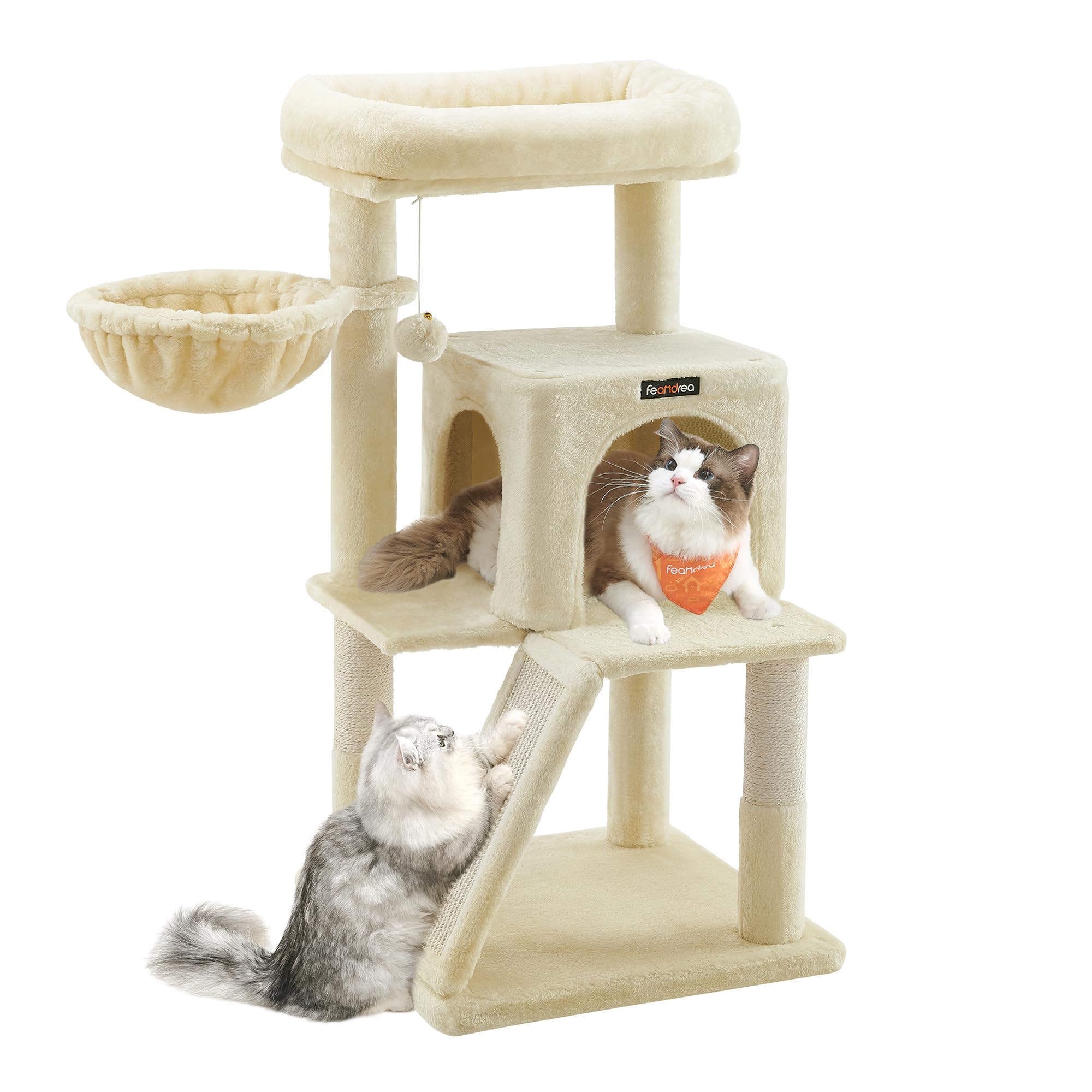 Feandrea Torre para Gatos Multinivel — Árbol Rascador con Percha Ampliada para Gatos Grandes y Cachorros, 96 cm