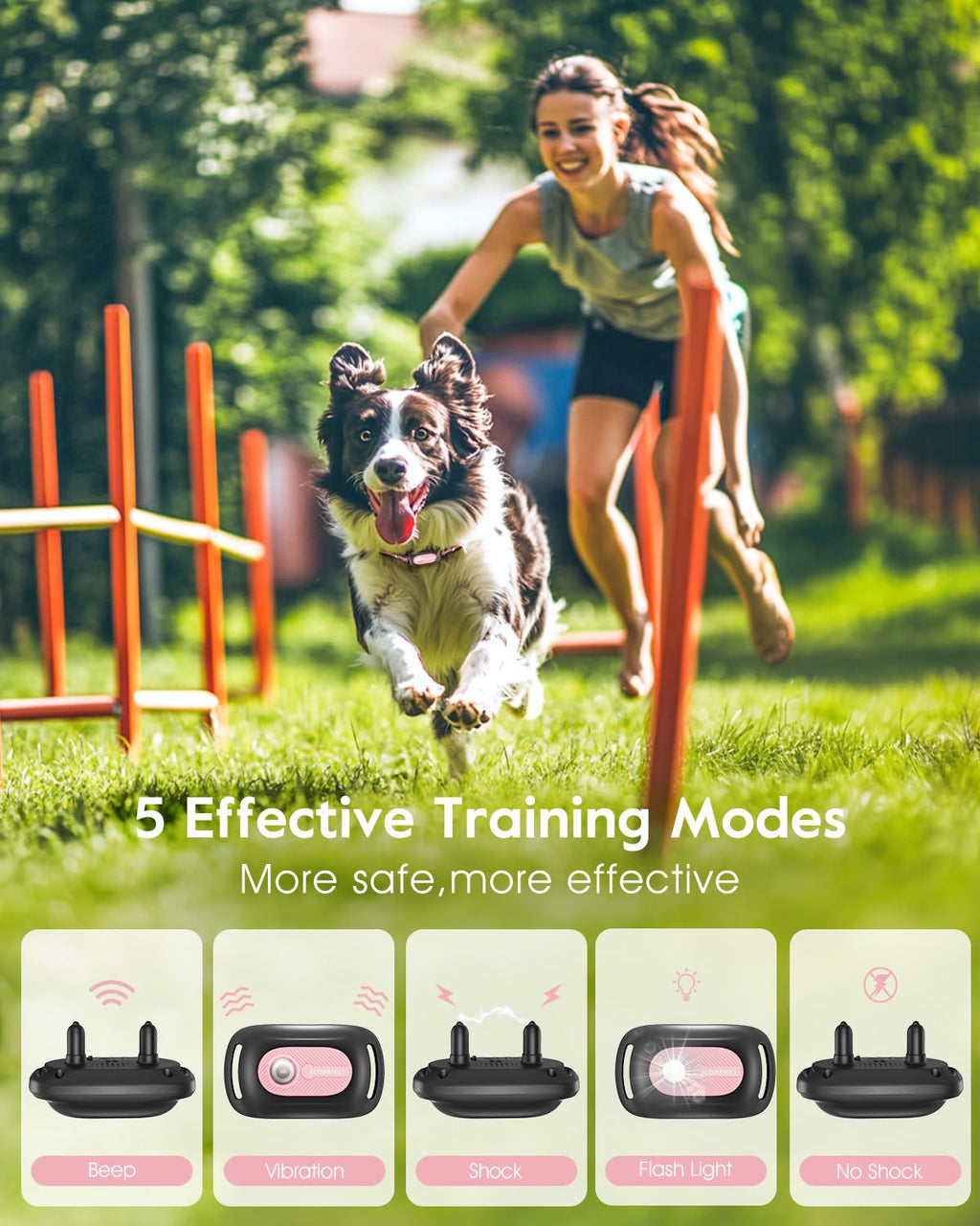 SLOPEHILL — Collar de Entrenamiento con Control Remoto para Perro con 5 Modos: Vibración, Beep, Descarga, Luz y Modo Sin Descarga