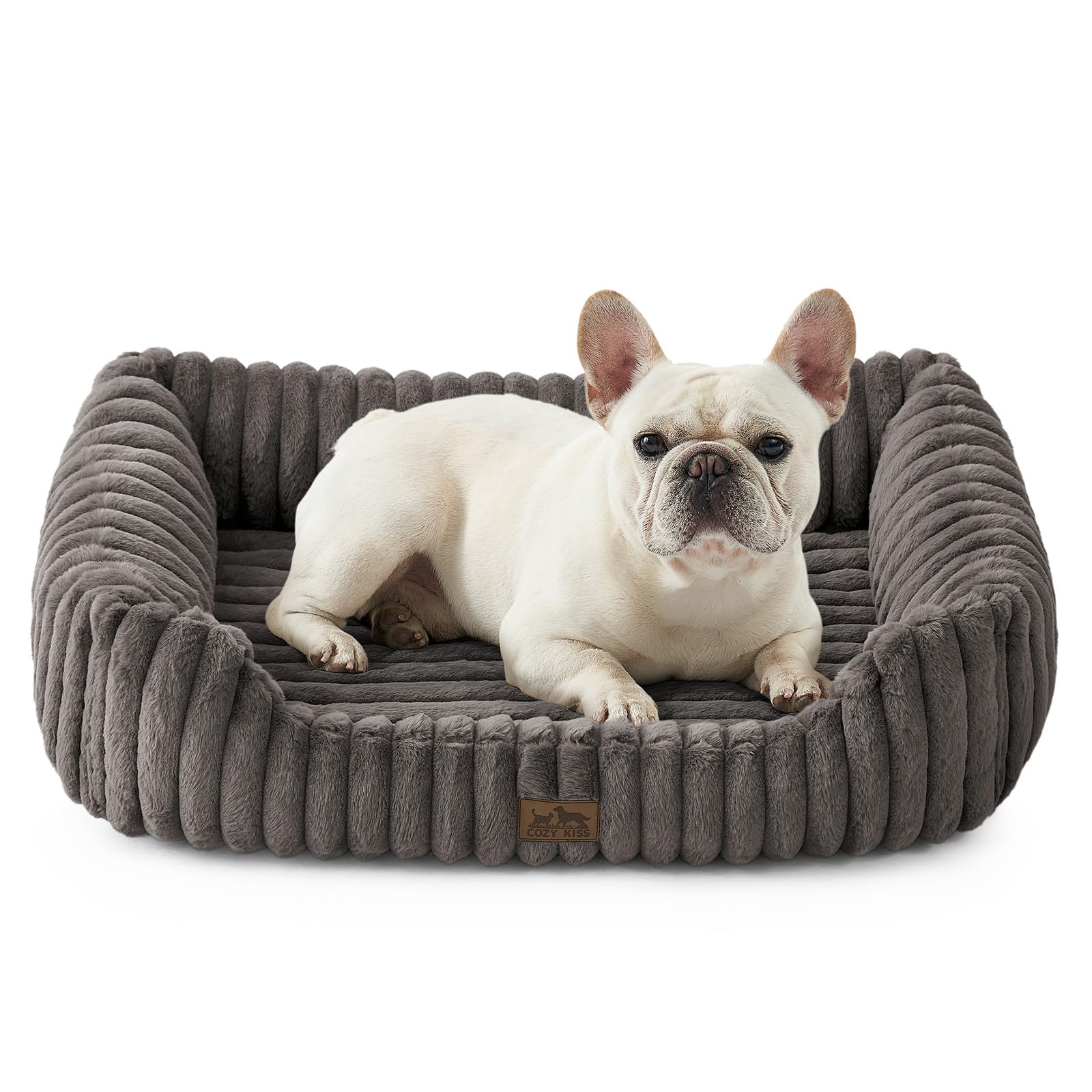 Cama Ortopédica Rectangular Lavable con Lados Elevados y Base Antideslizante — Cama Calmante para Perros y Gatos de Interior