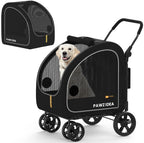 PAWZIDEA 3-in-1 Large Dog Stroller with Detachable Carrier up to 80lbs, Portable Dog Car Crate & Travel Kennel, Foldable Pet Stroller for 2 Medium Dogs, All-Terrain 9” Jogger Wheels, Adjustable Handle