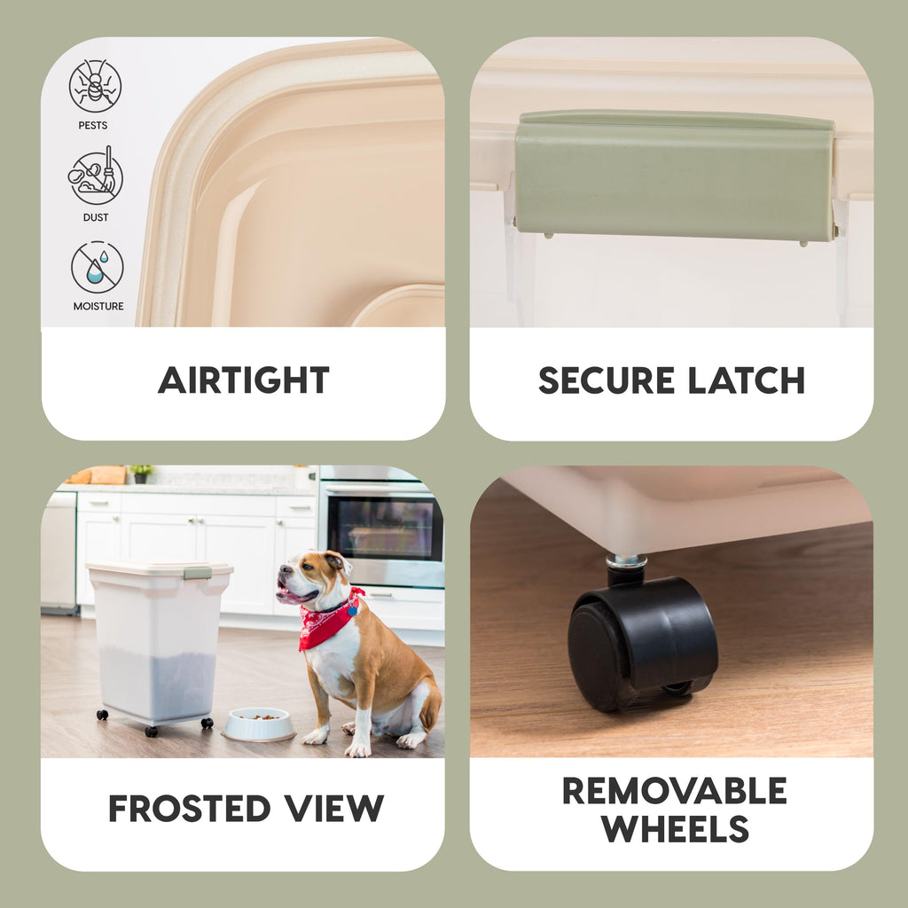 IRIS USA WeatherPro — Contenedor Hermético para Almacenamiento de Alimento con Ruedas para Perros, Gatos y Aves