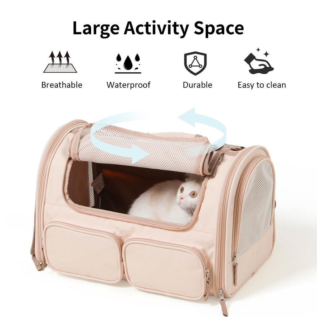 FUKUMARU — Transportadora para Gato y Perro Pequeño Aprobada por Aerolíneas con 4 Puertas de Acceso y Cojín Lavable