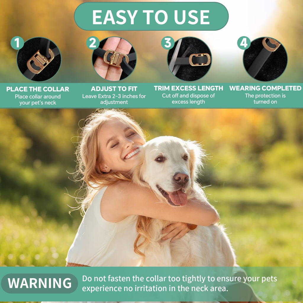 Puyrzoe Collar Antipulgas y Garrapatas para Perros y Cachorros — Paquete de 4 Collares con 32 Meses de Protección, Impermeable, Ajustable y de Liberación Lenta (Negro)