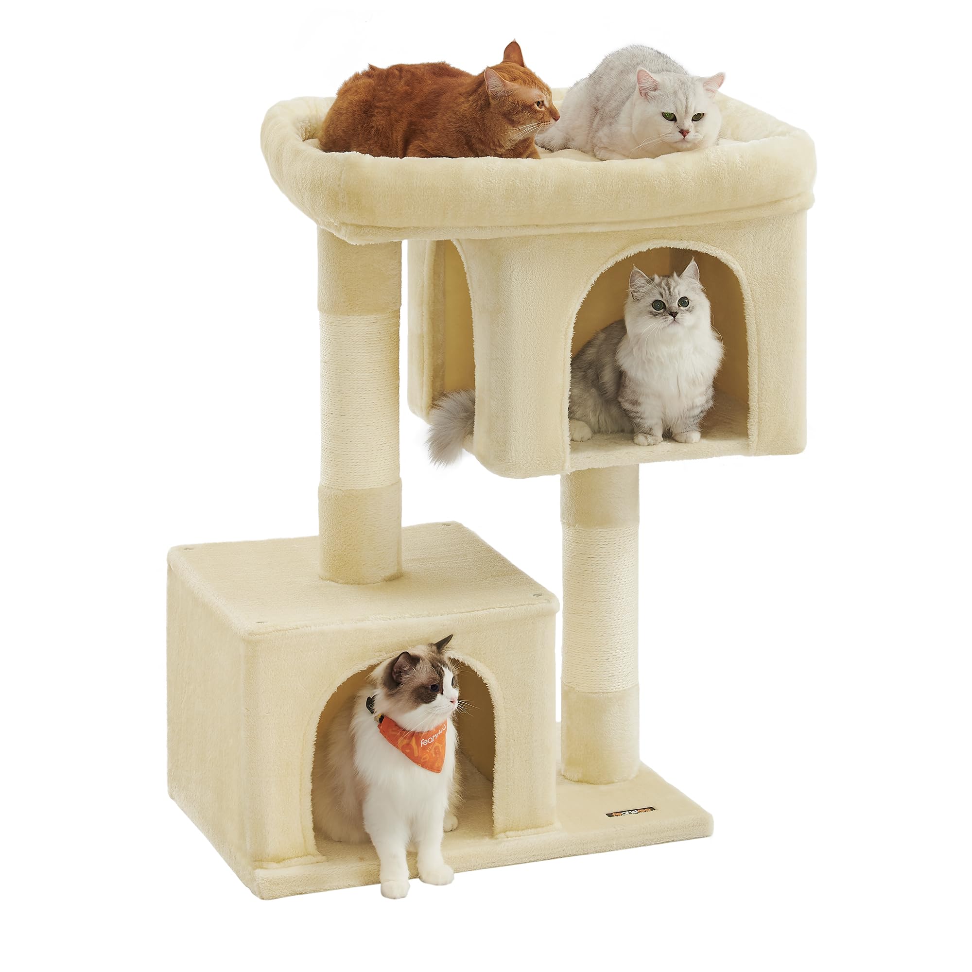 Feandrea — Torre Rascador para Gatos con Condo, Perchas y Postes de Sisal