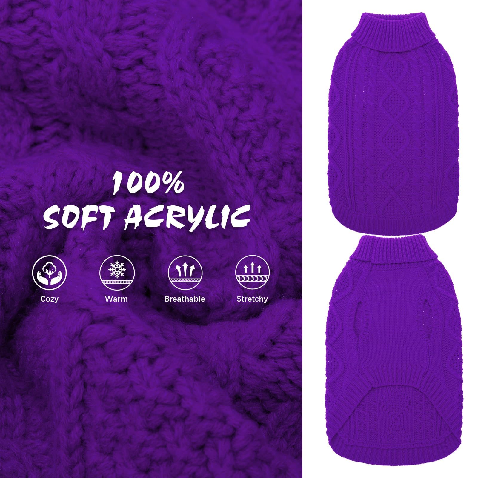 Suéter Tejido Térmico con Cuello Alto para Perros — Jersey Clásico de Punto Cable Cálido para Cachorros y Gatos Pequeños, Medianos y Grandes