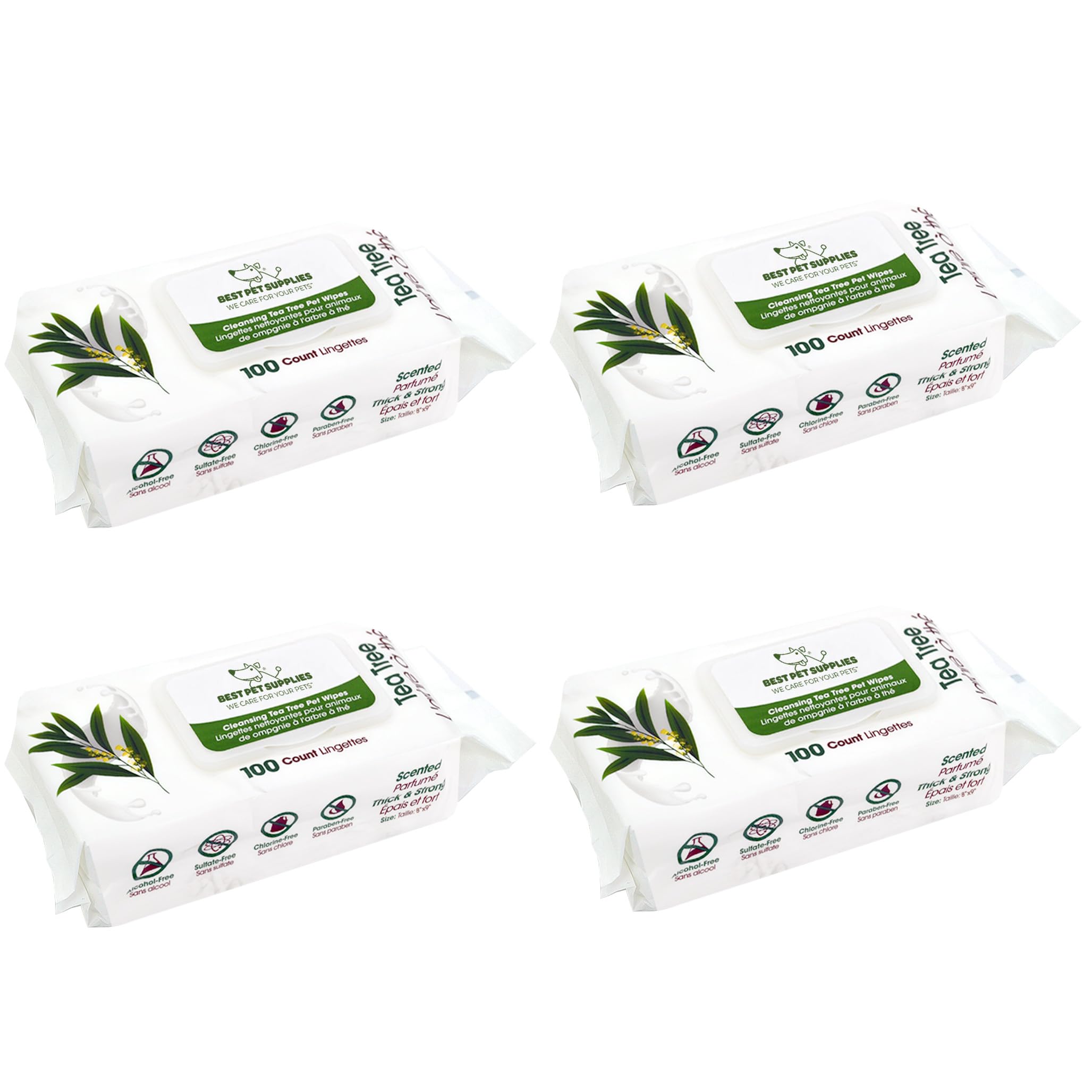 Best Pet Supplies — Toallitas Húmedas de Limpieza para Perros y Gatos, Paquete de 400, Base Vegetal, Desodorizante para Pelaje, Piel Seca, con Picazón o Sensible, Limpian Orejas, Patas, Cuerpo y Cola