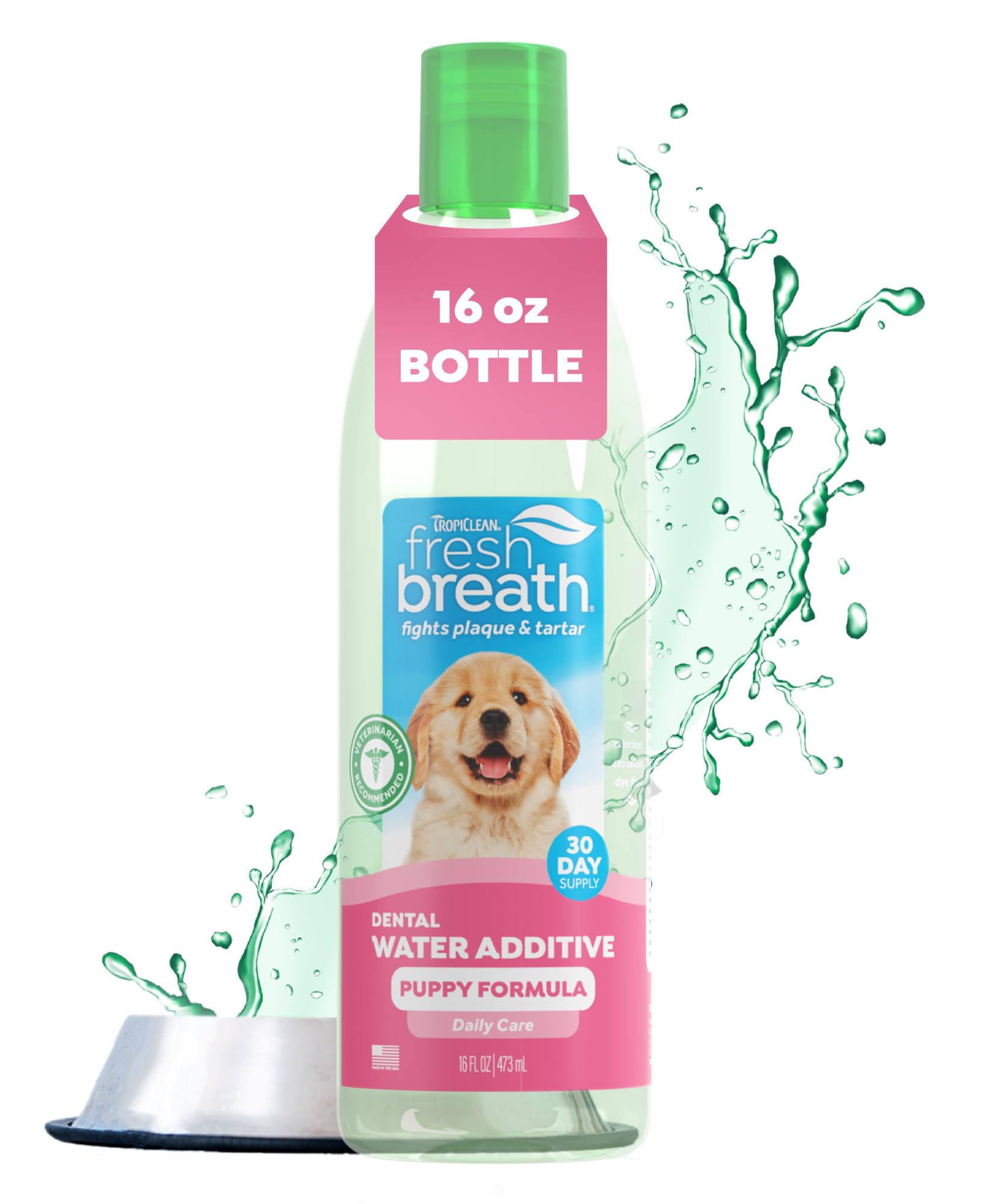 TropiClean Fresh Breath — Aditivo Dental para Agua, Limpieza de Dientes y Aliento Fresco para Perros
