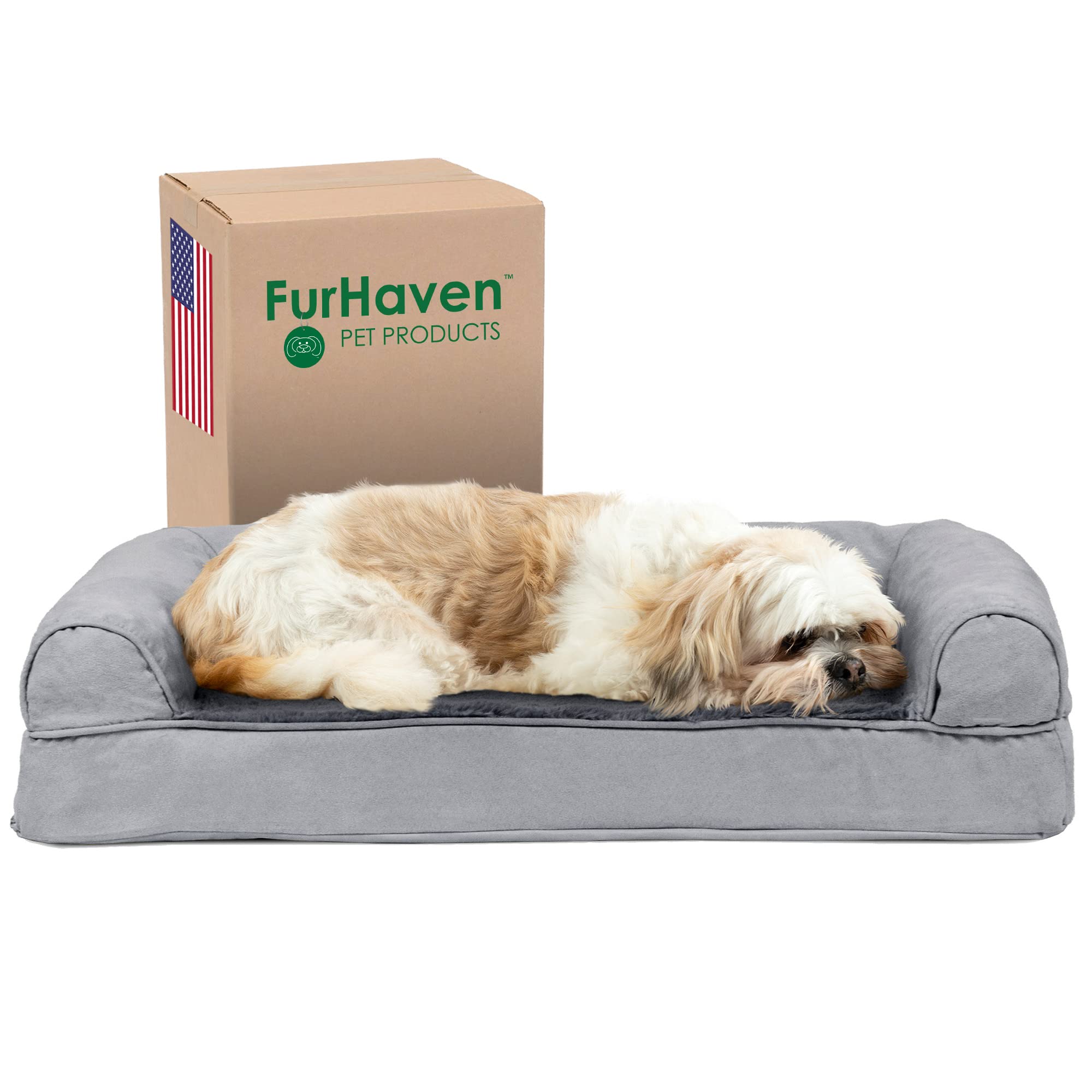 Furhaven Cooling Gel — Cama Ortopédica con Gel Refrescante, Bolsters Removibles y Cubierta Lavable para Perros Grandes