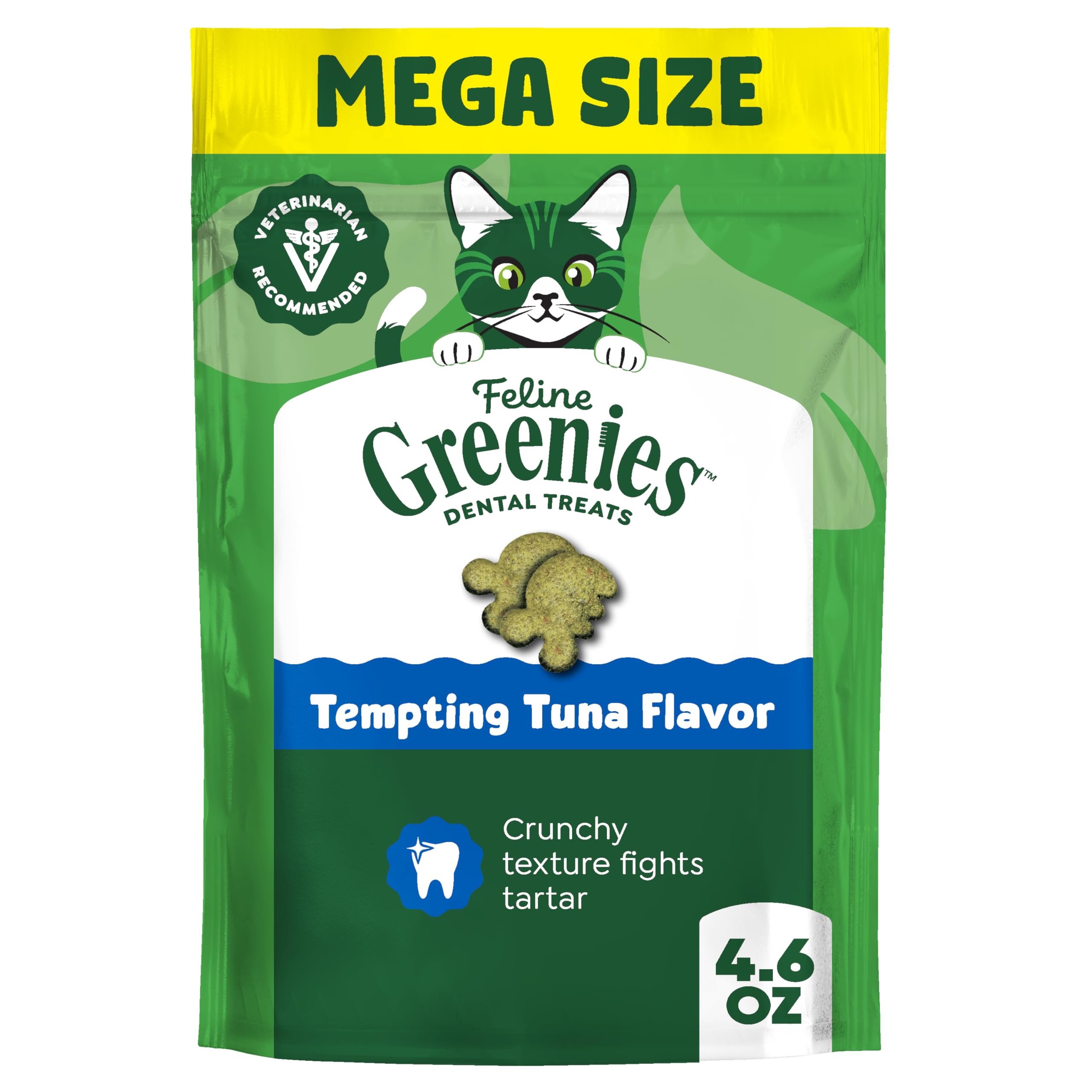 Greenies Feline — Premios Dentales Naturales para Gato Adulto, Sabor Atún Tentador