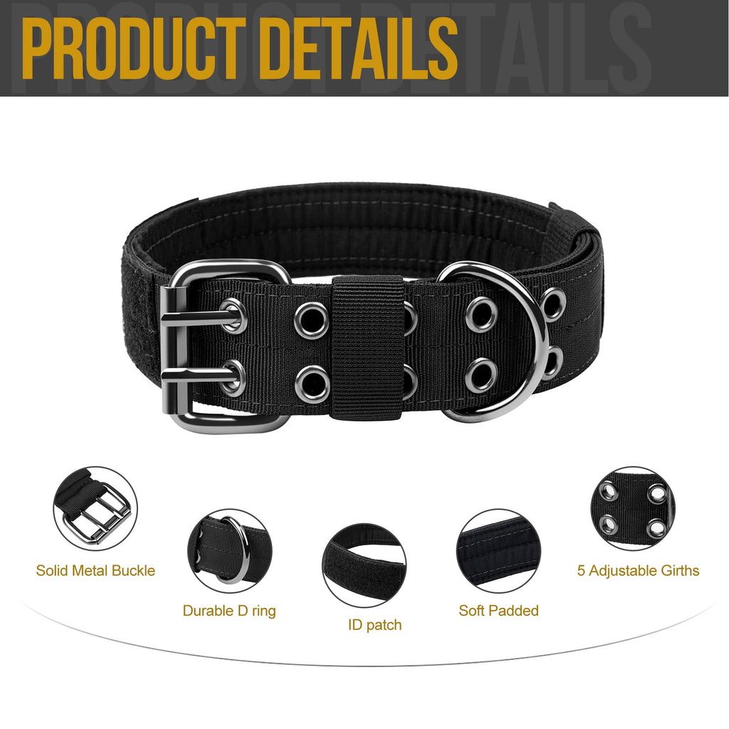 OneTigris Tactical — Collar Militar Ajustable con Argolla D y Hebilla de Metal para Perro