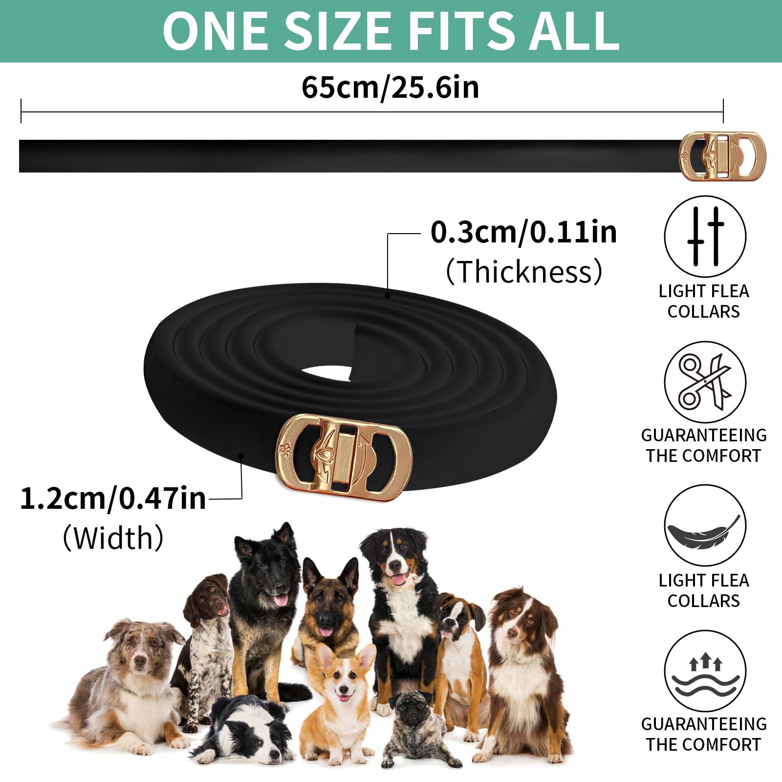 Puyrzoe Collar Antipulgas y Garrapatas para Perros y Cachorros — Paquete de 4 Collares con 32 Meses de Protección, Impermeable, Ajustable y de Liberación Lenta (Negro)