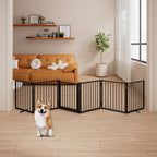 Corralito y Reja Divisoria de Metal para Perros — Puerta Abatible, Plegable y Autoportante para Interiores