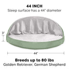 Furhaven Replacement Dog Bed Cover Sherpa & Suede Snuggery, Machine Washable - Blue, 26-inch