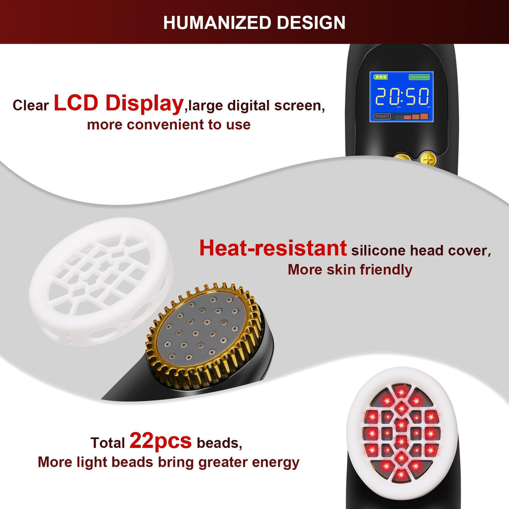 Dispositivo de Terapia de Luz Roja e Infrarroja Cercana para Mascotas — Alivio de Dolor Muscular y Articular para Perros, Gatos y Caballos | Portátil con 808nm y 650nm