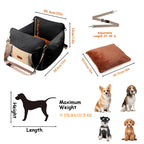 Asiento Elevador para Perros y Gatos Pequeños — Tapete de Viaje con Correa de Seguridad, Bolsillo Lateral y Relleno de Espuma para Auto