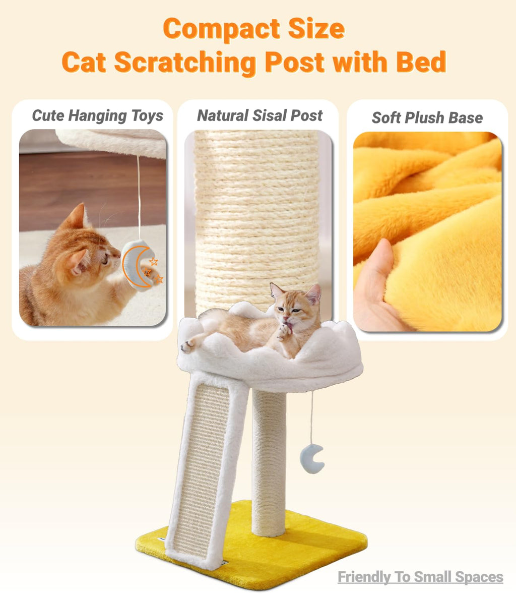 Happi N Pets Cloud — Torre Rascador con Cama, Percha y Juguetes para Gato