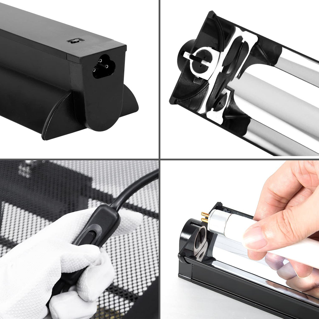 REPTI ZOO — Kit de Iluminación UVB T5 HO para Reptiles con Reflector Curvo y Lámpara 5.0 UVB