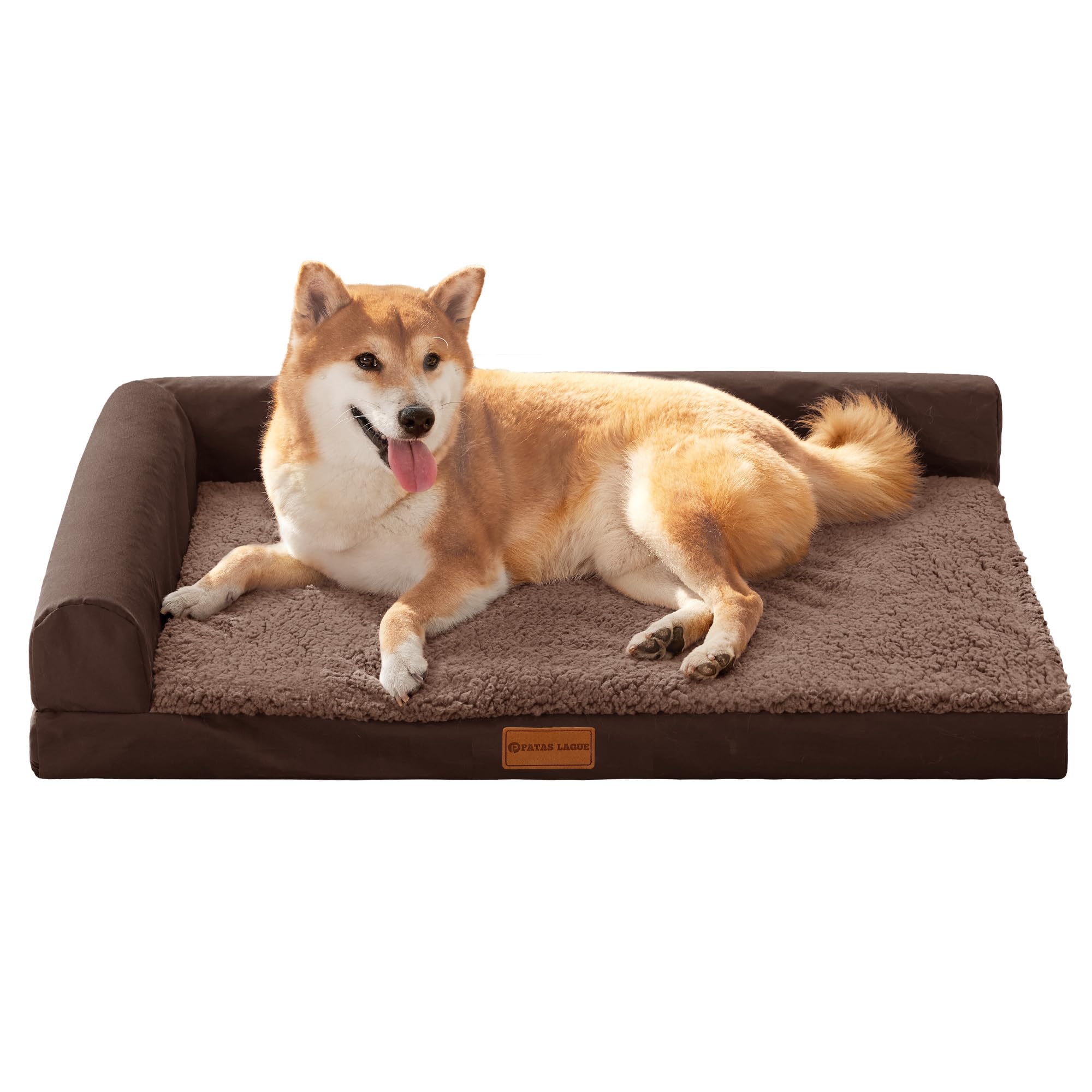 Patas Lague — Cama Ortopédica con Bolster en L y Cubierta Lavable Impermeable para Perro