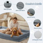 WNPETHOME — Cama Ortopédica Sofá para Perro XL con Cubierta Extraíble Impermeable y Bordes Acolchados