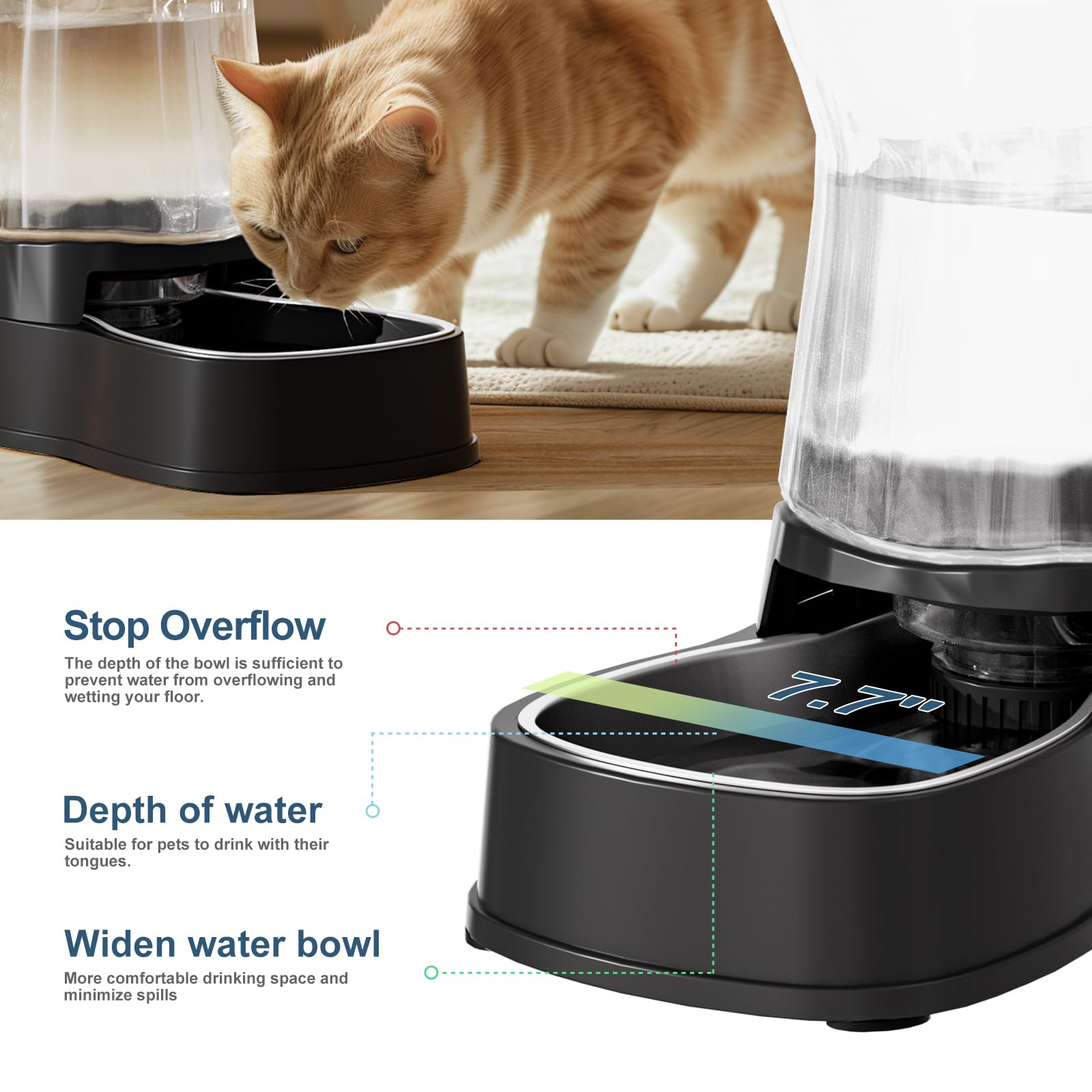 Gardner Pet — Bebedero Automático por Gravedad con Tazón de Acero Inoxidable para Perros y Gatos