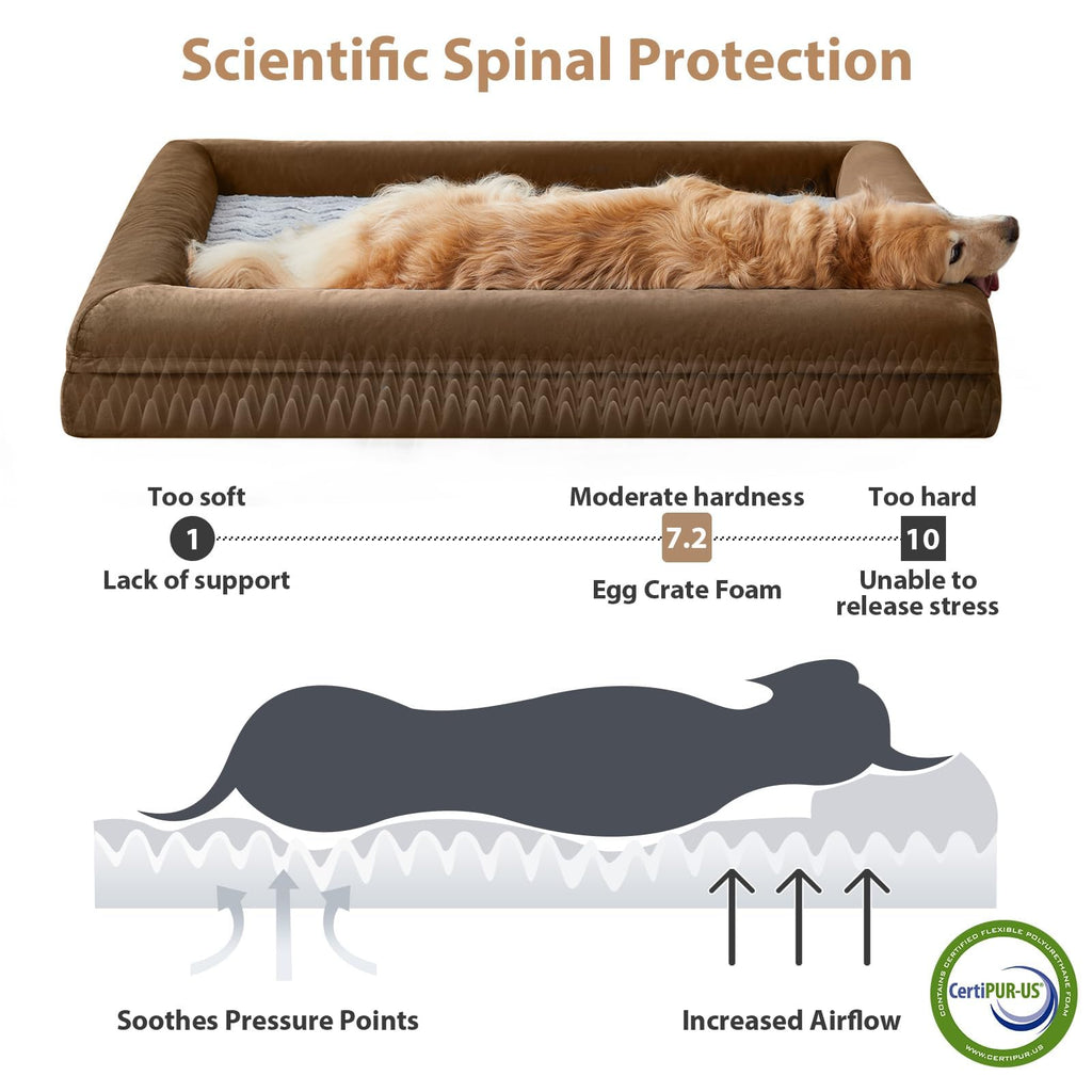 WNPETHOME — Cama Ortopédica Sofá para Perro XL con Cubierta Extraíble Impermeable y Bordes Acolchados