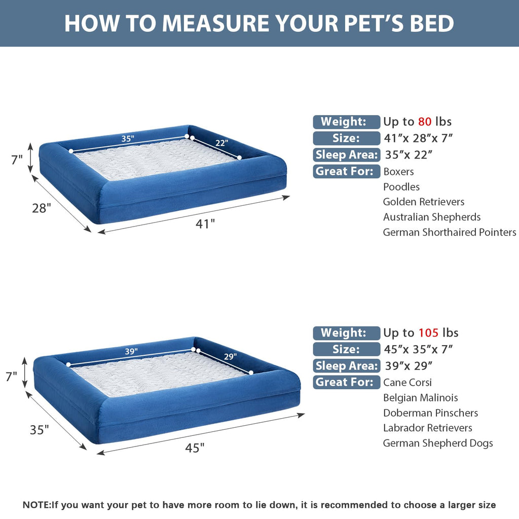 WNPETHOME — Cama Ortopédica Sofá para Perro XL con Cubierta Extraíble Impermeable y Bordes Acolchados
