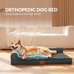 Patas Lague — Cama Ortopédica con Bolster en L y Cubierta Lavable Impermeable para Perro