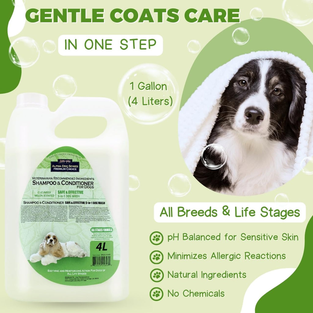 Alpha Dog Series — Shampoo y Acondicionador 2 en 1 con Aloe Vera para Perro, Fórmula Natural, pH Balanceado y Sin Lágrimas