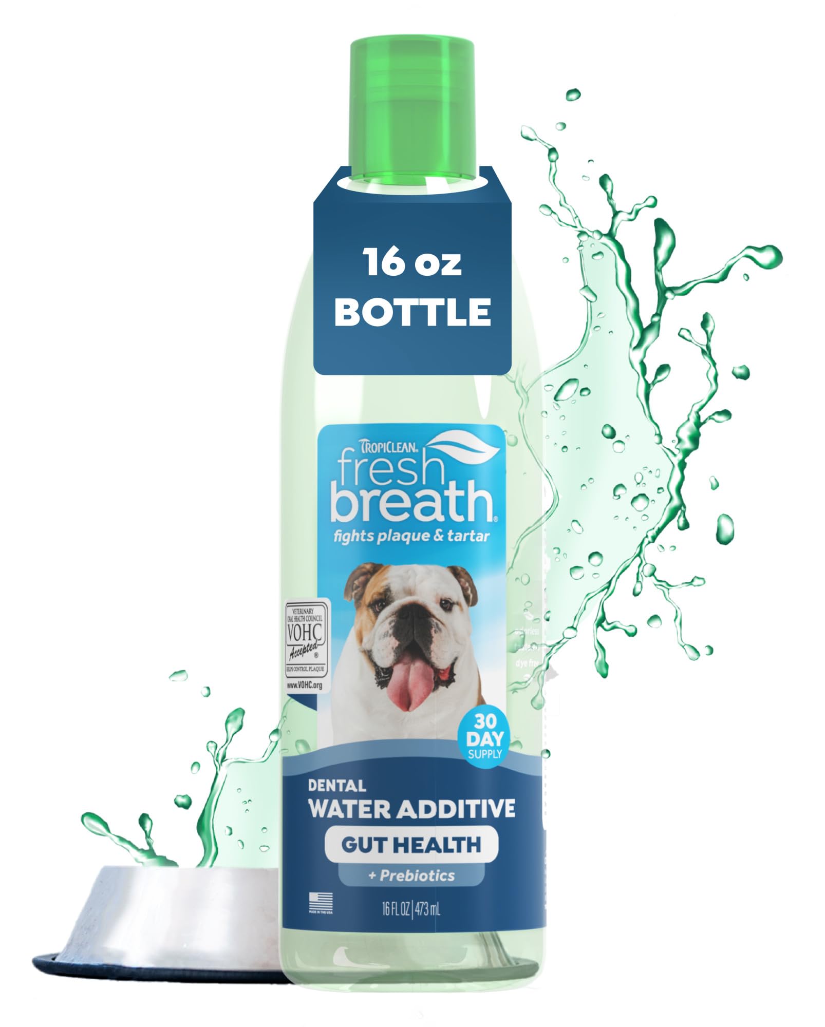 TropiClean Fresh Breath — Aditivo Dental para Agua, Limpieza de Dientes y Aliento Fresco para Perros