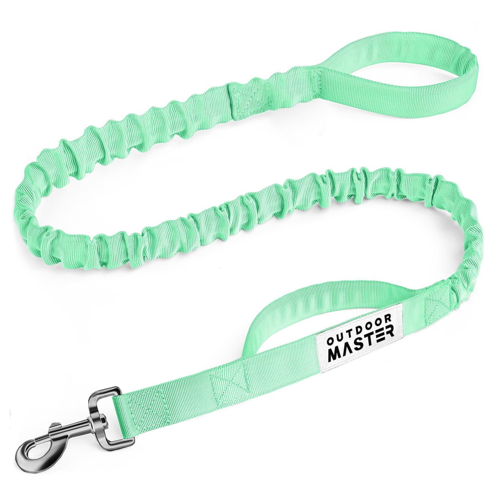 OutdoorMaster Bungee — Correa Elástica con Doble Mango Acolchado y Mosquetón 360° para Perro