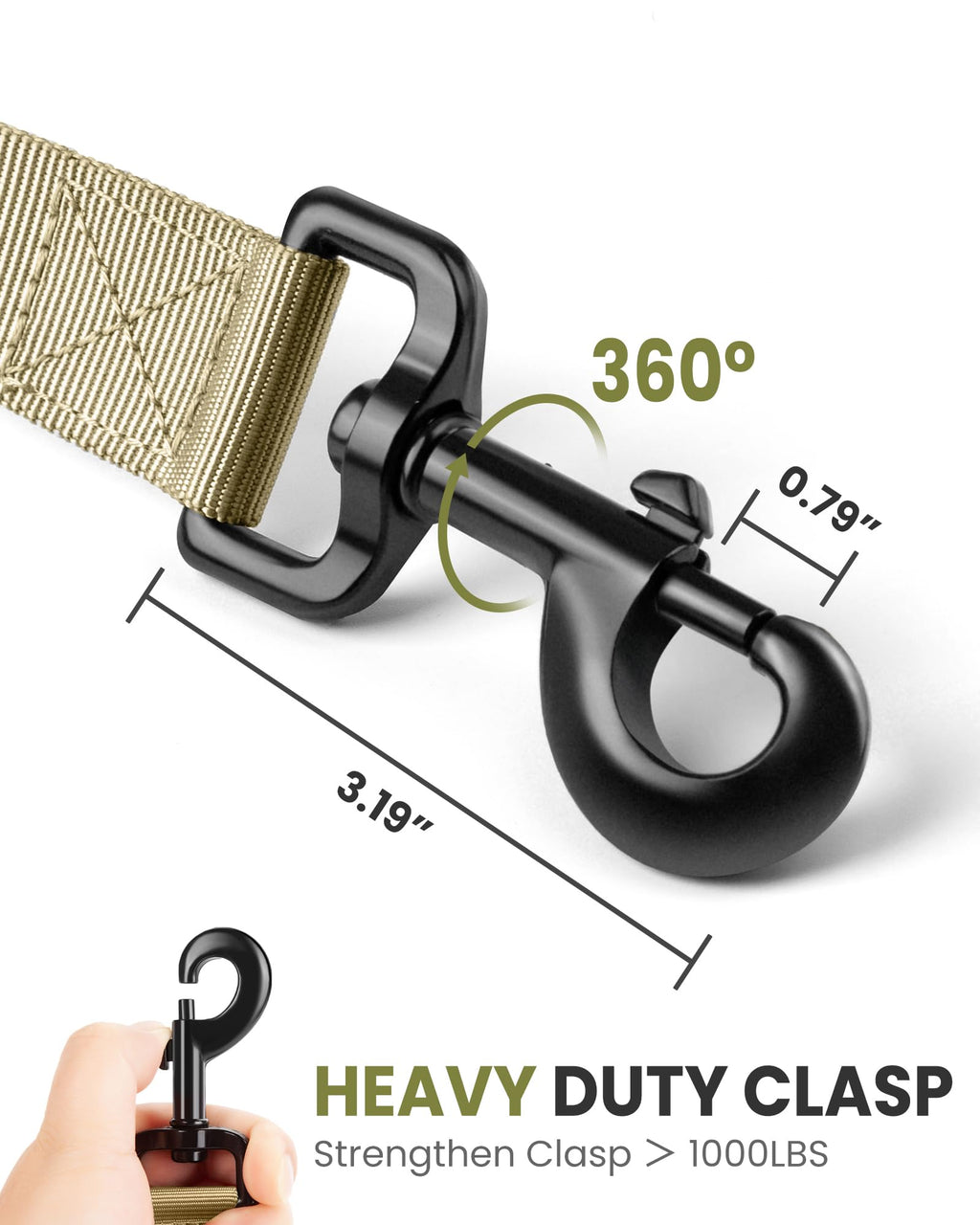 OutdoorMaster Bungee — Correa Elástica con Doble Mango Acolchado y Mosquetón 360° para Perro
