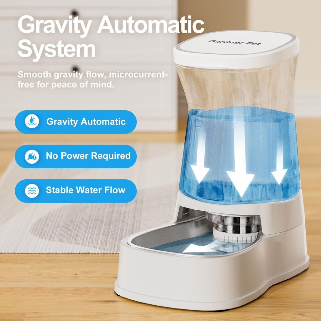 Gardner Pet — Bebedero Automático por Gravedad con Tazón de Acero Inoxidable para Perros y Gatos