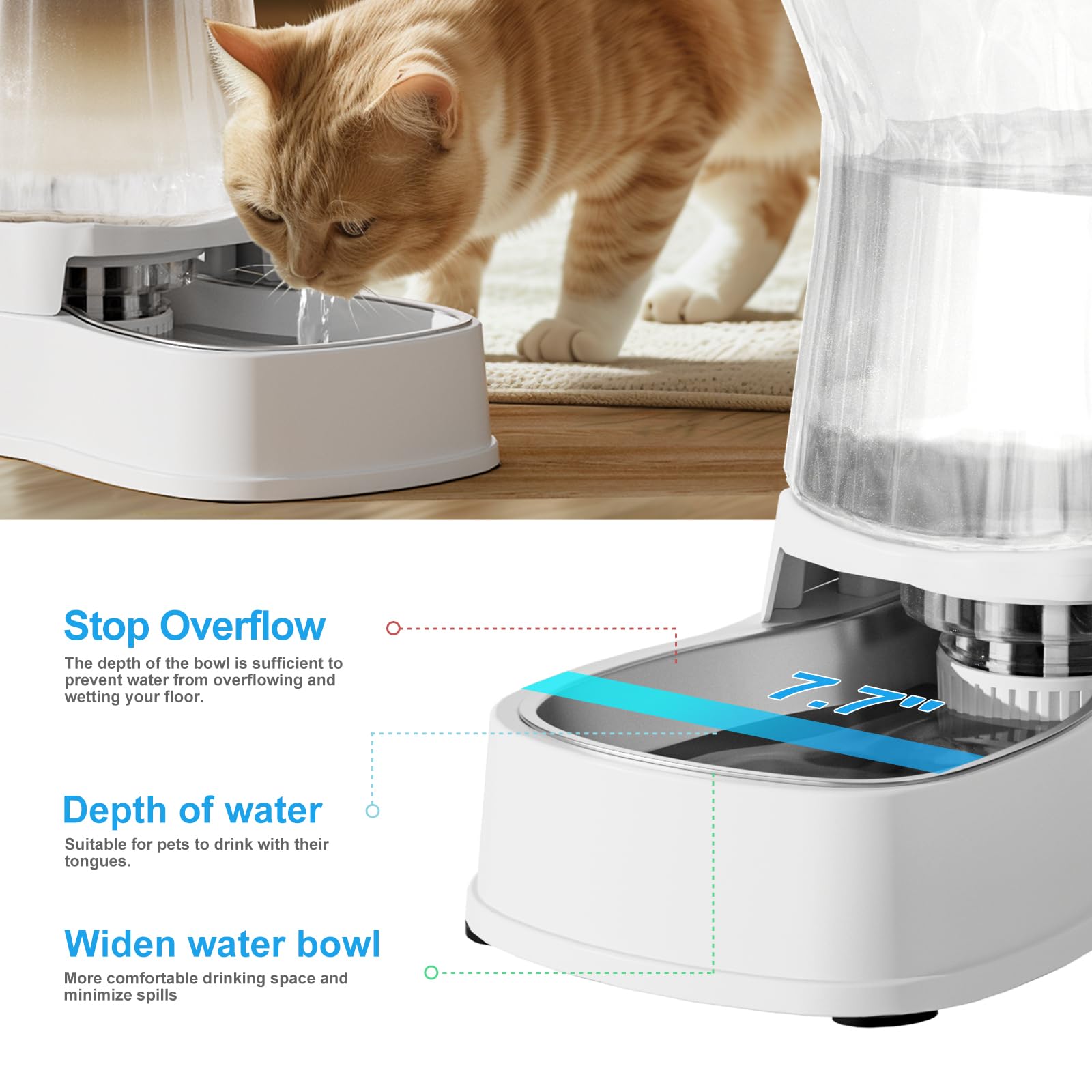 Gardner Pet — Bebedero Automático por Gravedad con Tazón de Acero Inoxidable para Perros y Gatos