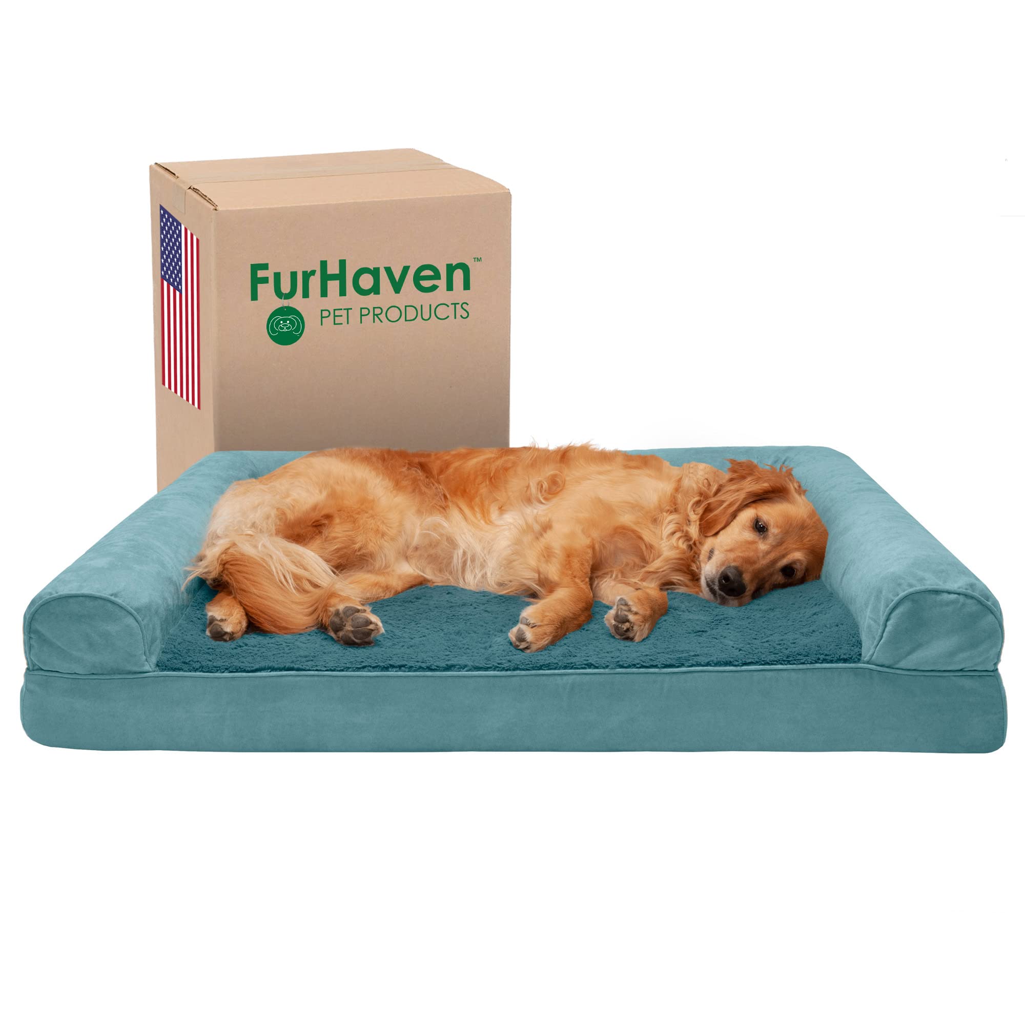 Furhaven Cooling Gel — Cama Ortopédica con Gel Refrescante, Bolsters Removibles y Cubierta Lavable para Perros Grandes