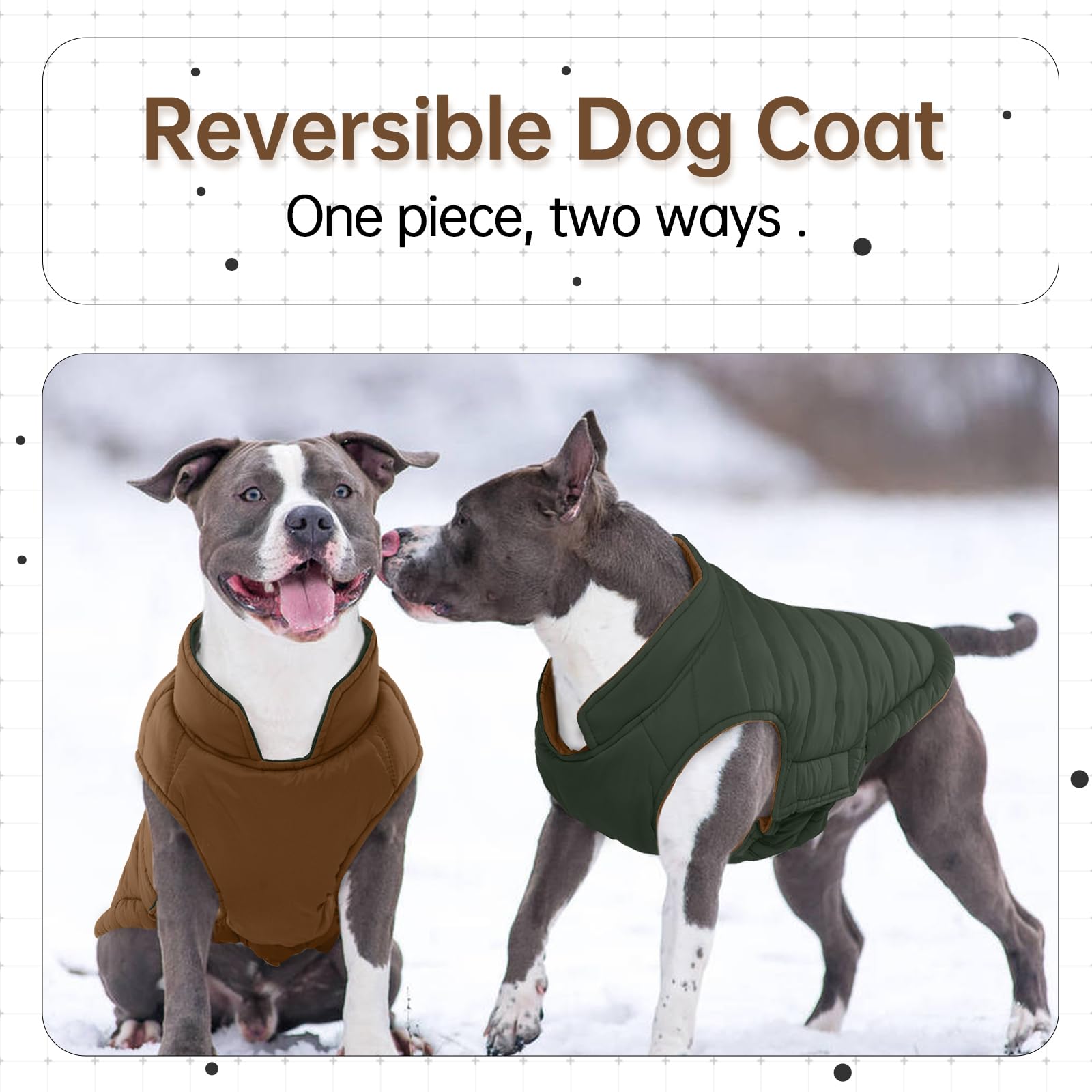 Lelepet — Chamarra Reversible Acolchada para Perro, Resistente al Viento y Agua, para Perros Pequeños