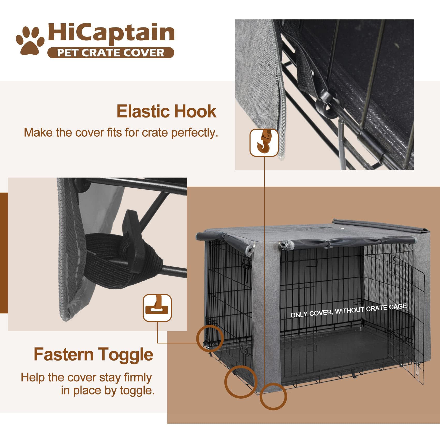 HiCaptain — Cubierta para Jaula de Perro en Poliéster 600D, Resistente al Viento y al Agua, para Uso Interior y Exterior