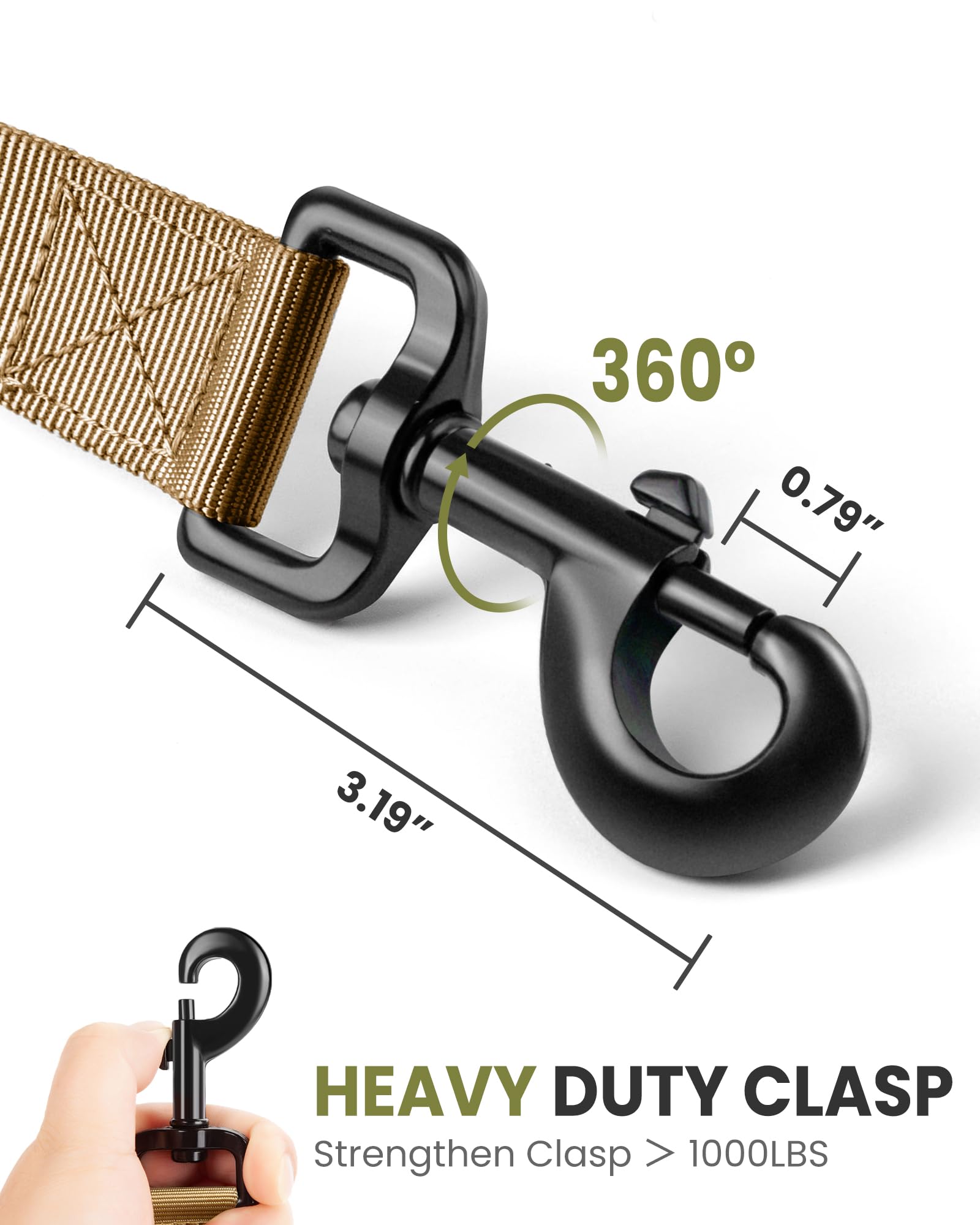 OutdoorMaster Bungee — Correa Elástica con Doble Mango Acolchado y Mosquetón 360° para Perro